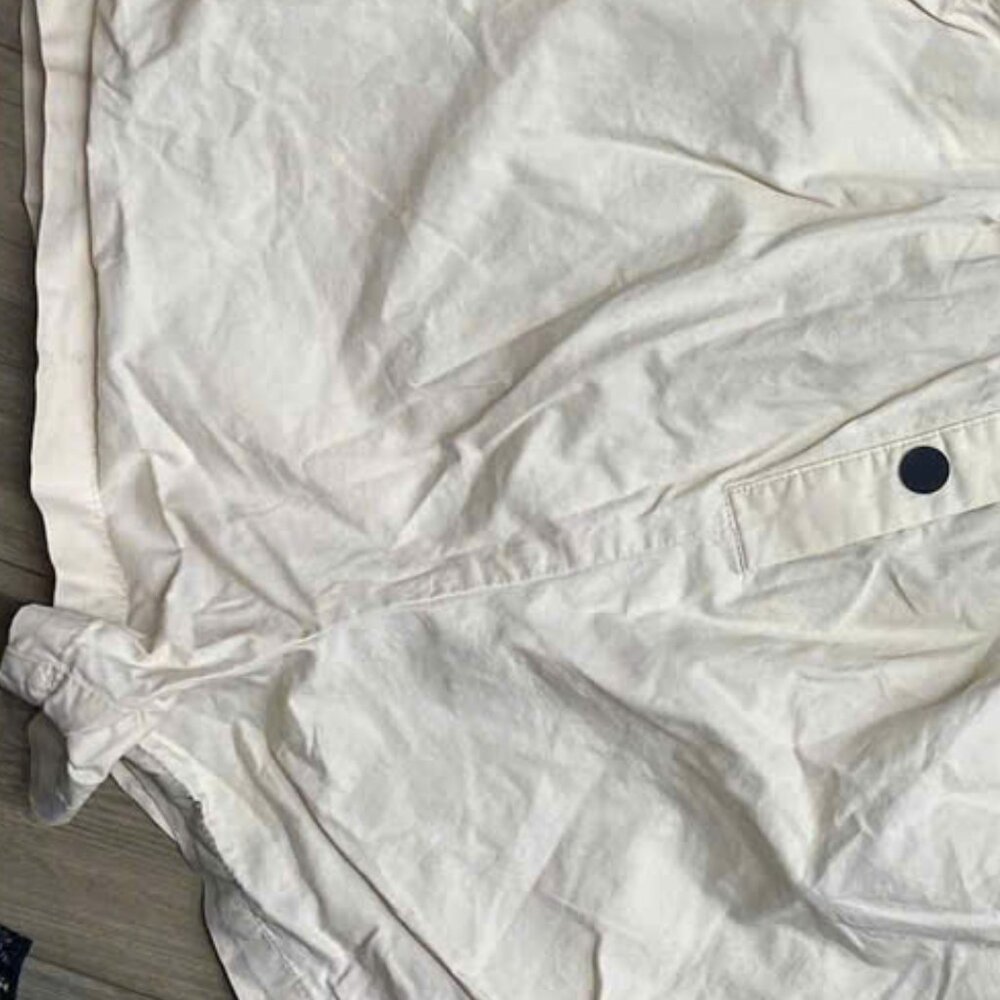 Cream Utility Shirt Romper with Black Collar and Button Details - Picture 3 of 3